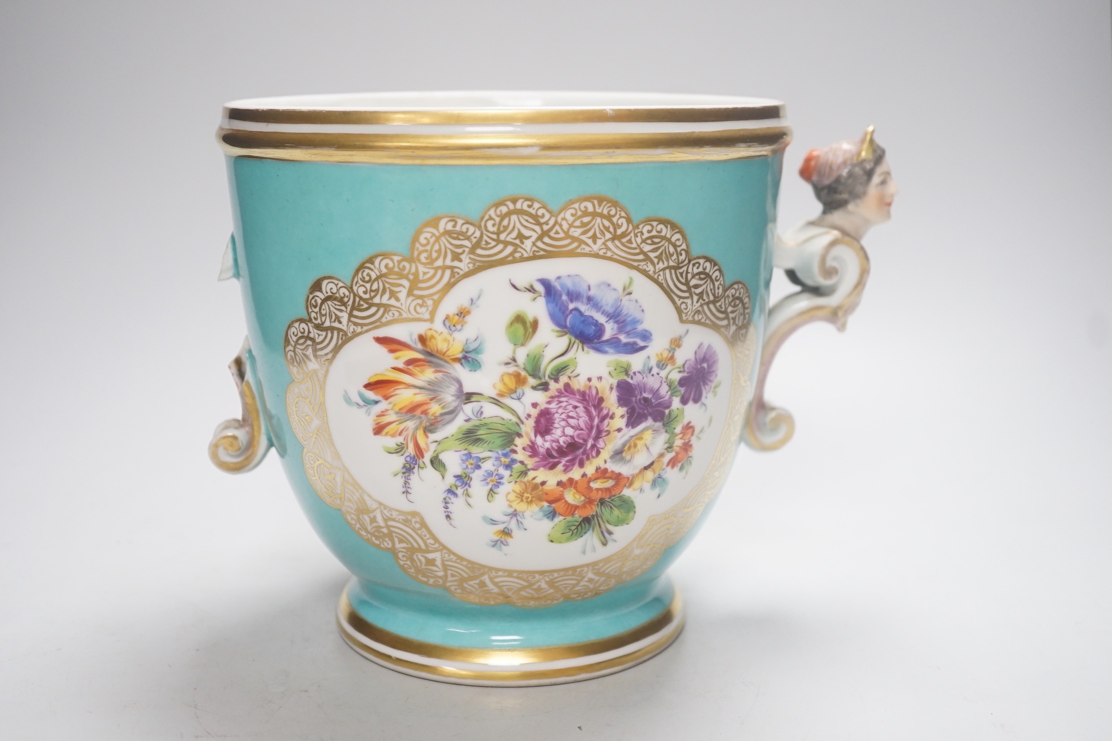 A Dresden two handled cache pot, by Helena Wolfsohn , 19cm
